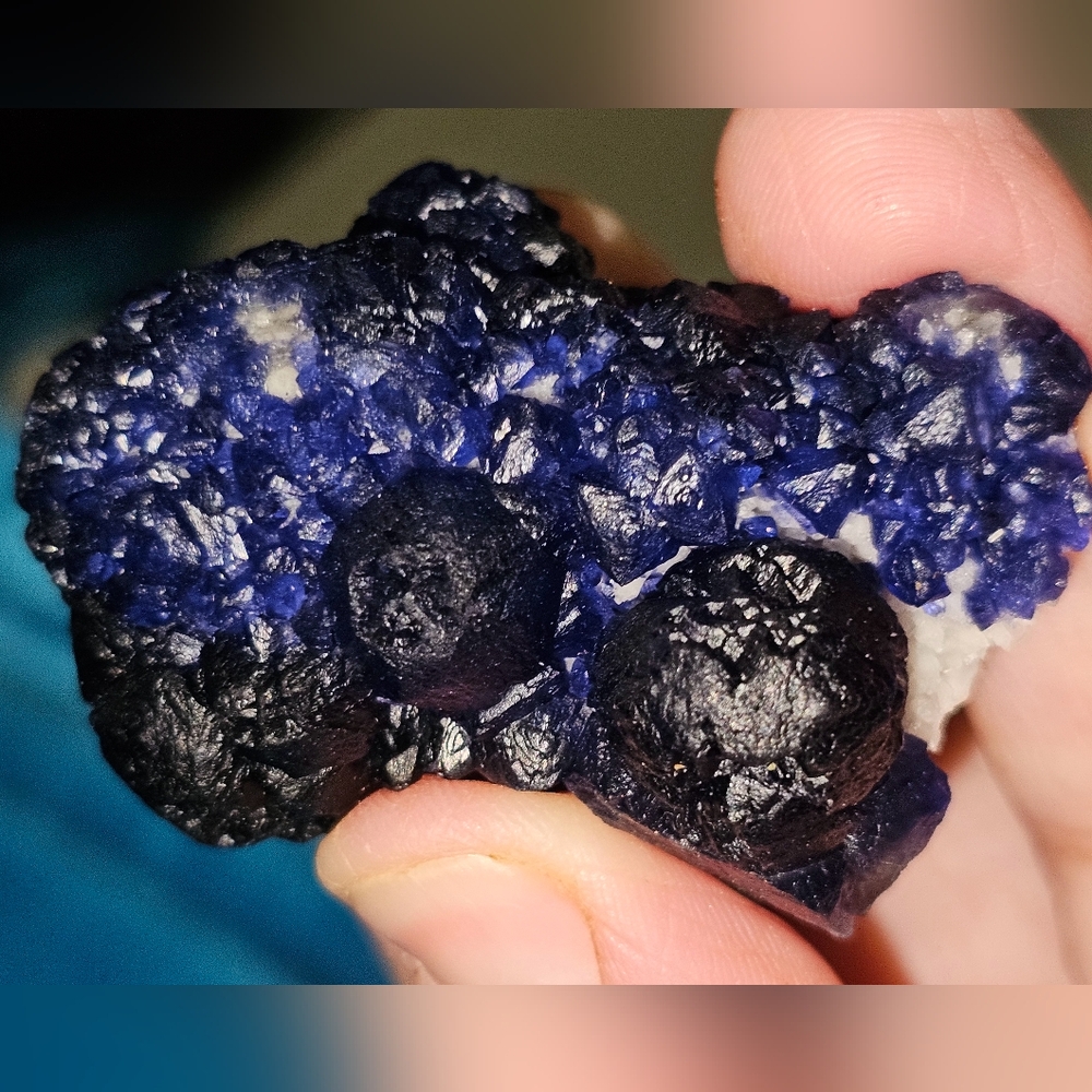 59g, Specimen Blueberry Fluorite/Quartz, 51x31x29mm, & BONUS💥NWT!
